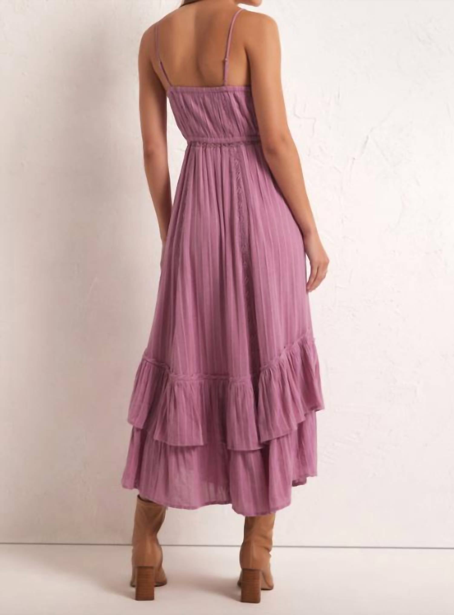 Z Supply Women's Rose Maxi Dress in dusty orchid - women's dress - detail view