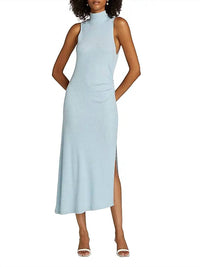 Ramy Brook Ximena Ruched Sleeveless Midi Dress in dream blue - women's dress