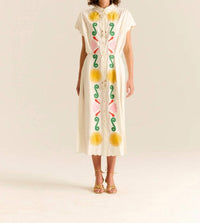 Carolina K - Valerie Embroidered Kaftan Midi Dress