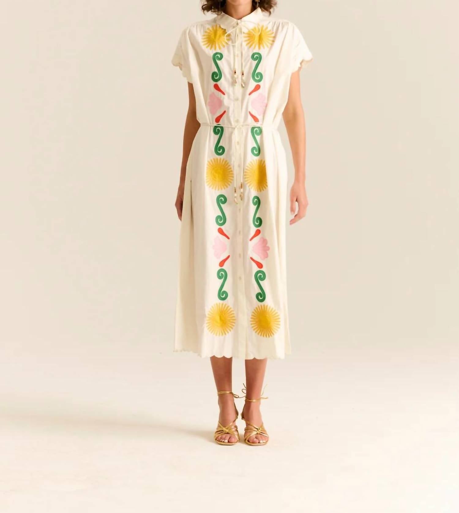 Carolina K - Valerie Embroidered Kaftan Midi Dress