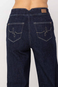 Judy Blue - High Waist Rinse Geometric Wide Leg Jean