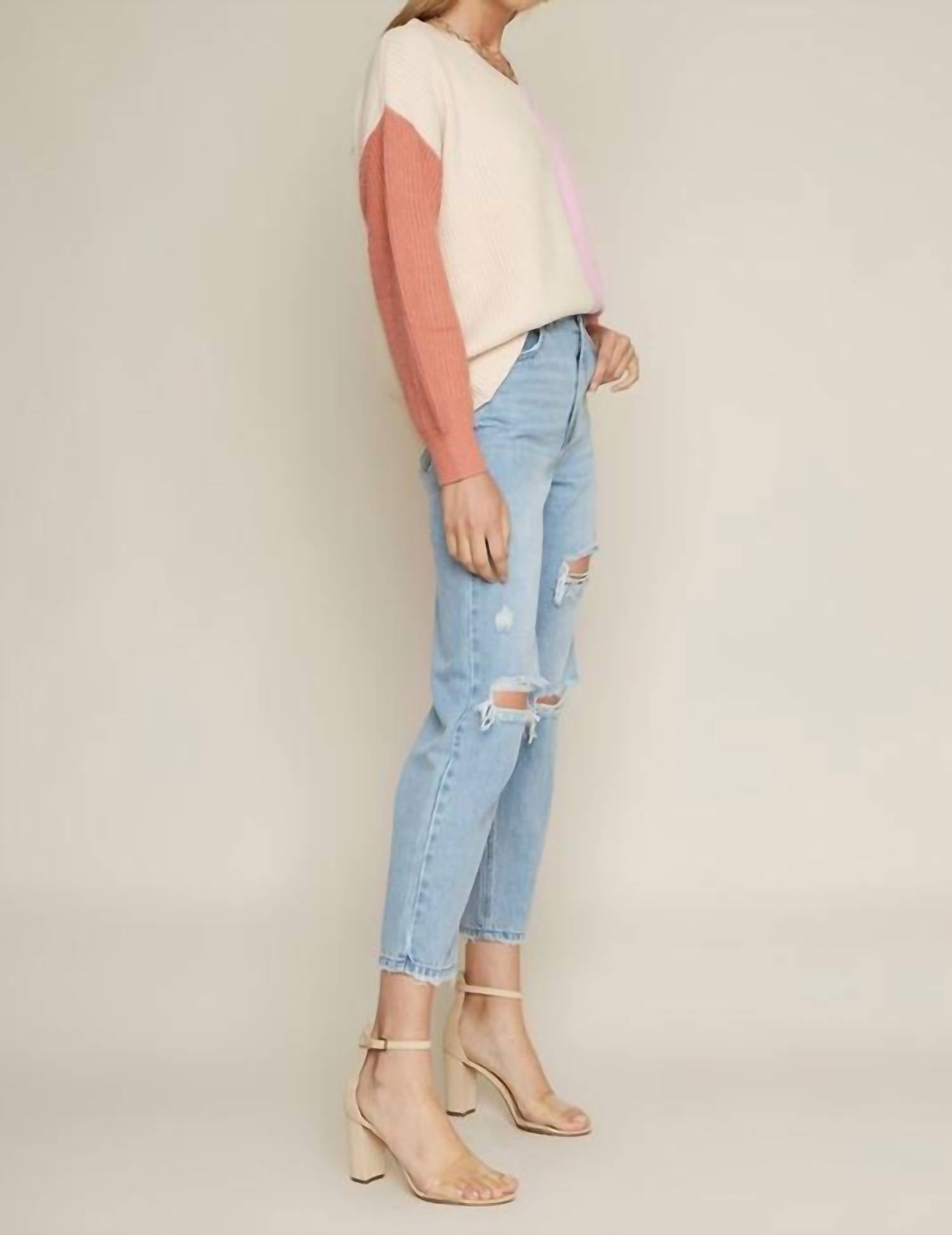 Dee Elly - Multi Color Long Sleeve Knit Sweater