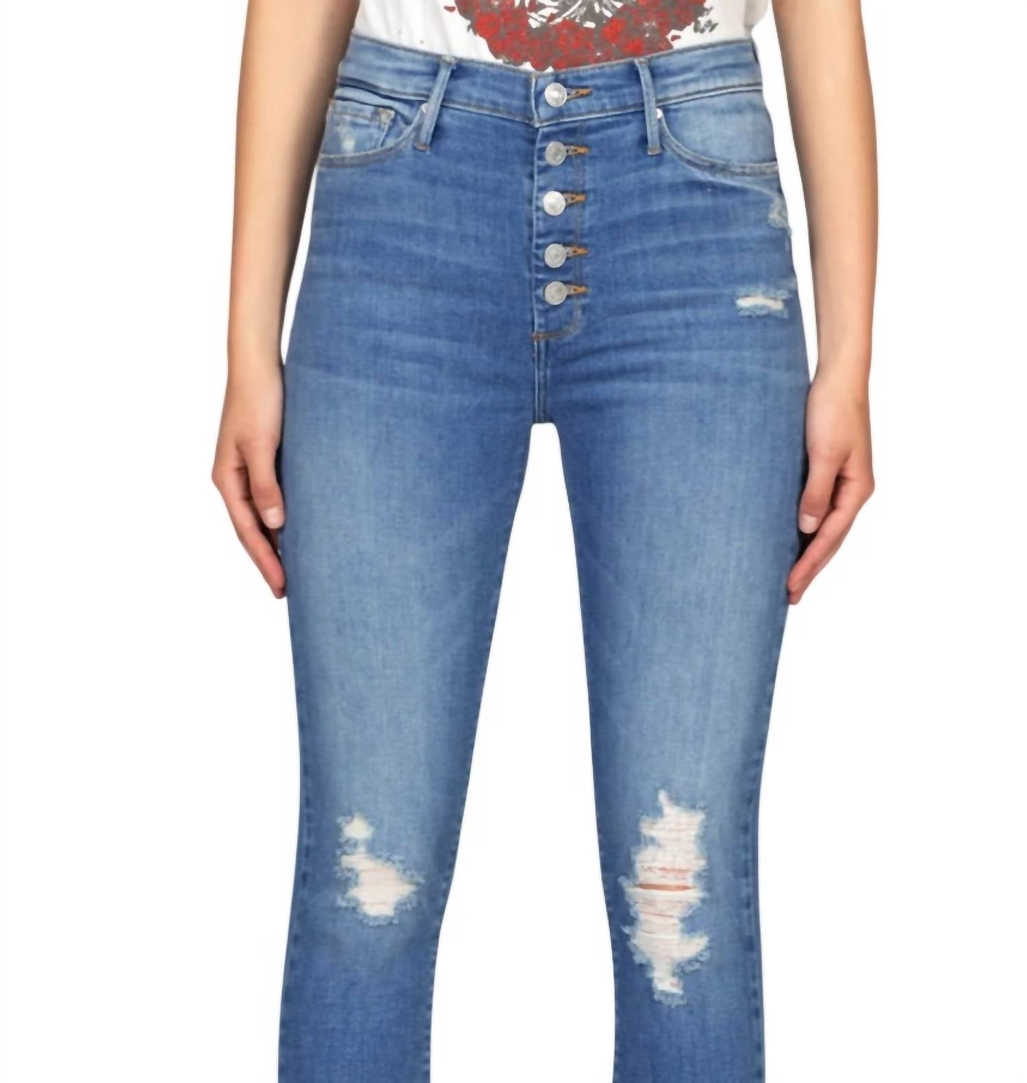 BLACK ORCHID Distressed High Rise Skinny Jeans in one call away - women's jeans - detail view