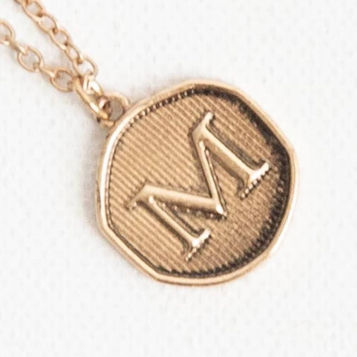 FUNKY MONKEY Women's Initial Letter M Coin Layering Necklace in gold - women's jewelry