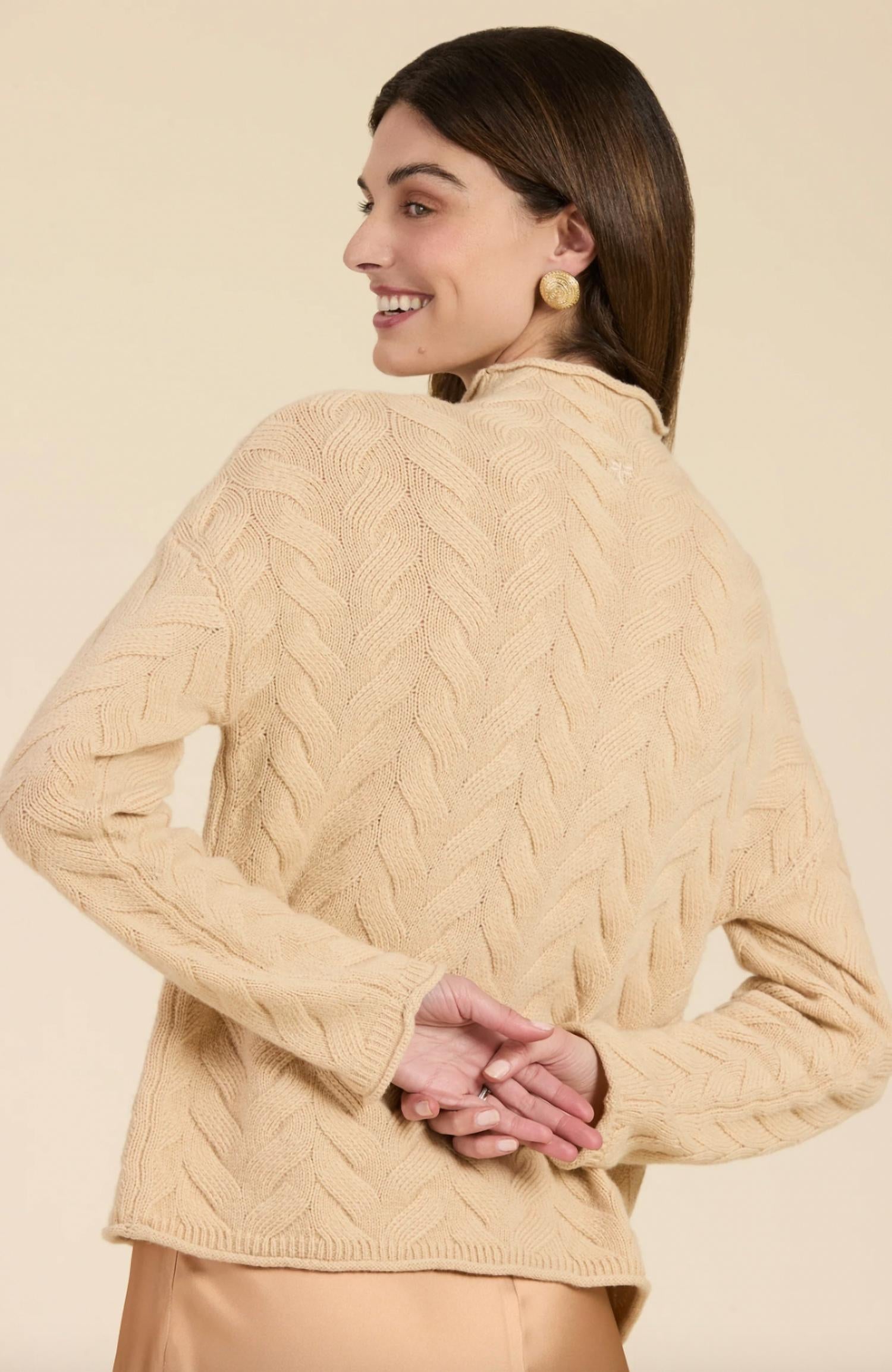 Tyler Boe - Cashmere Basket Weave Funnel Neck Sweater