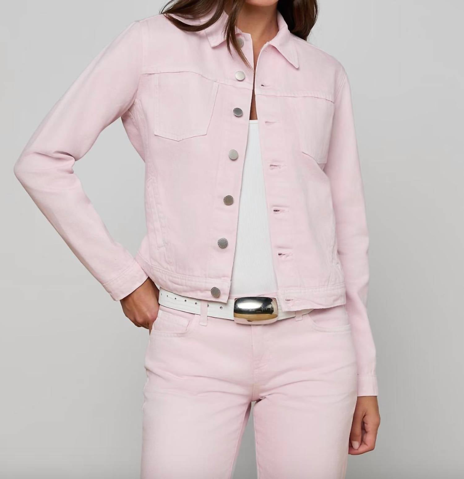 L'Agence Celine Slim Femme Jacket in pink - women's jacket - detail view