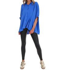Day + Moon - Women's Fingers Crossed Oversized Button Down Top