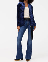 Johnny Was - CARMEL CRUSHED VELVET ZIPUP HOODIE
