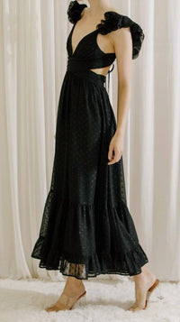 Storia - Ruffle Detail Polka Dot Maxi Dress