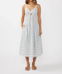 Lovestitch - Striped V Cut-out Midi Dress