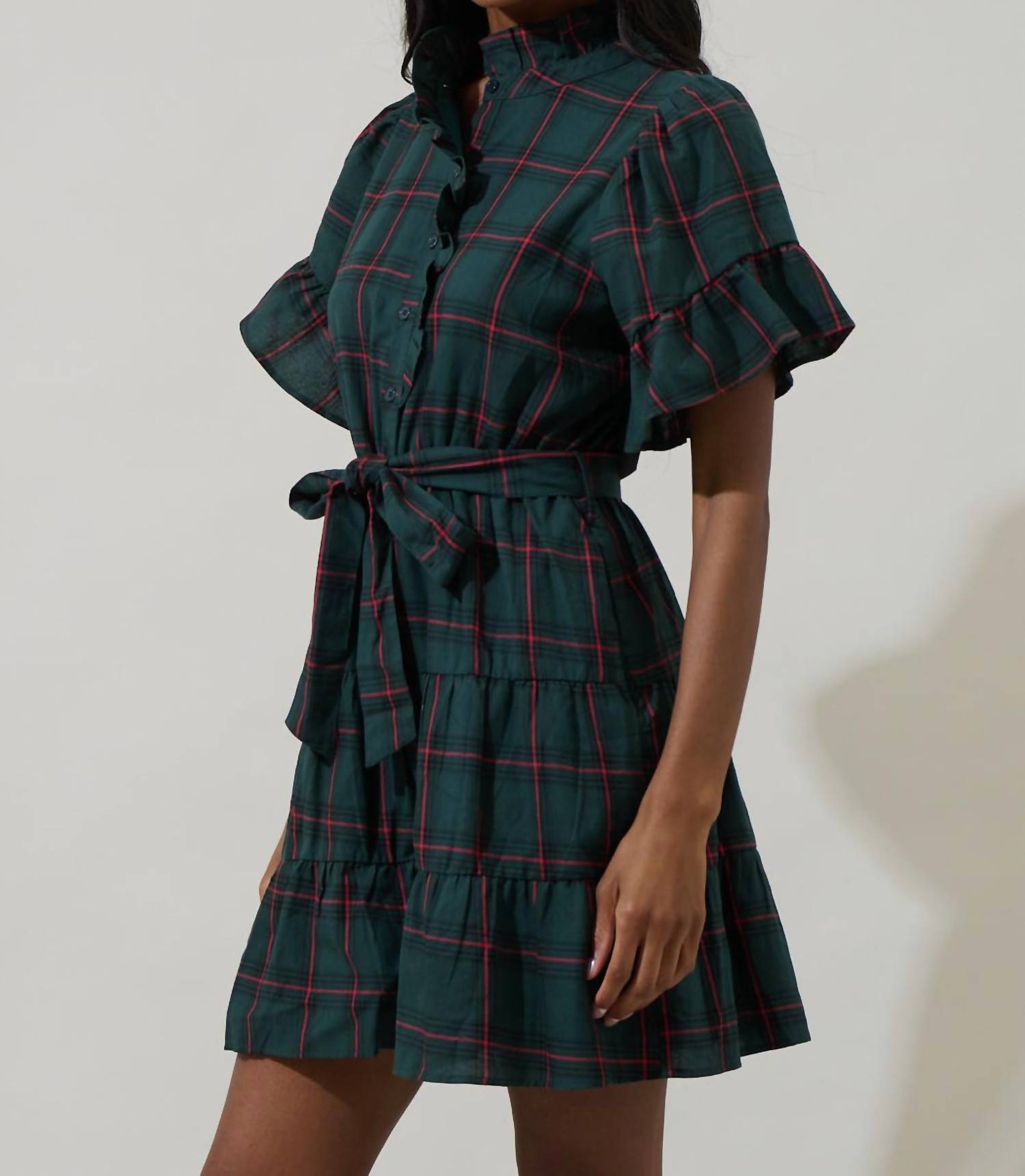 Sugarlips - Plaid Cottonwood Button Down Mini Dress
