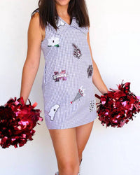 Queen Of Sparkles - Licensed Miss State Mini Icon Gingham Collar Dress