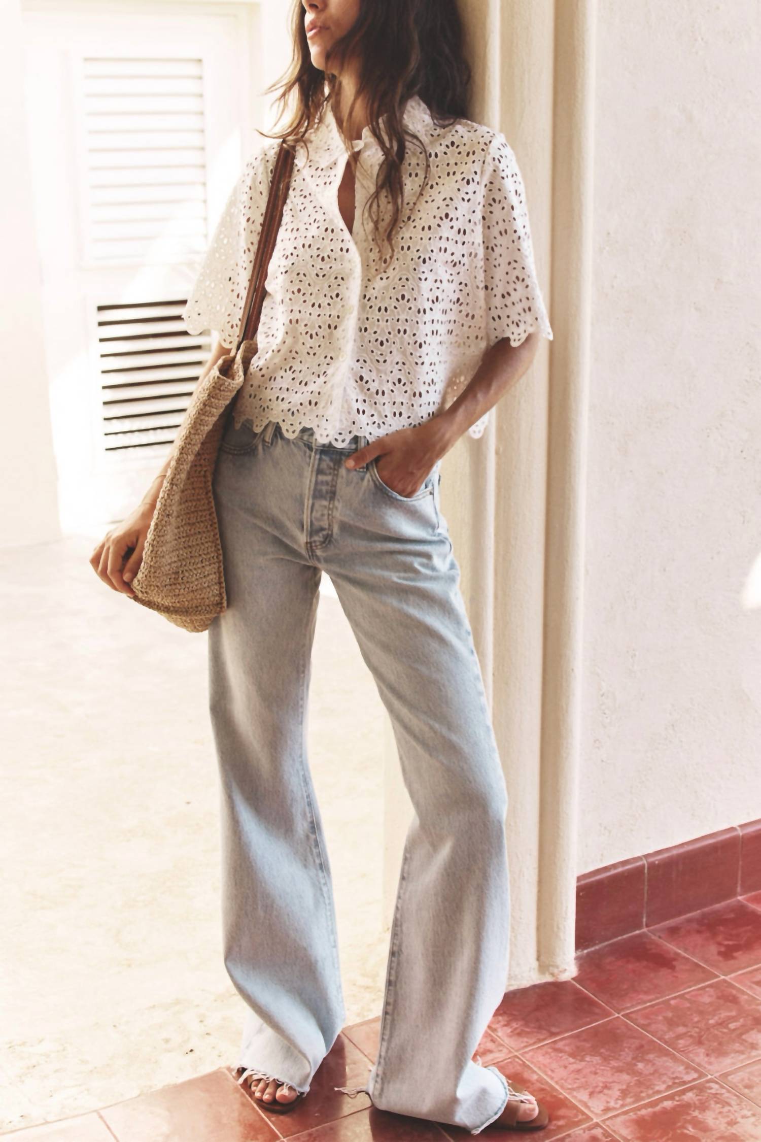 Frame - Deco Eyelet Top