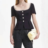 Self-Portrait - Bonded Crepe Top