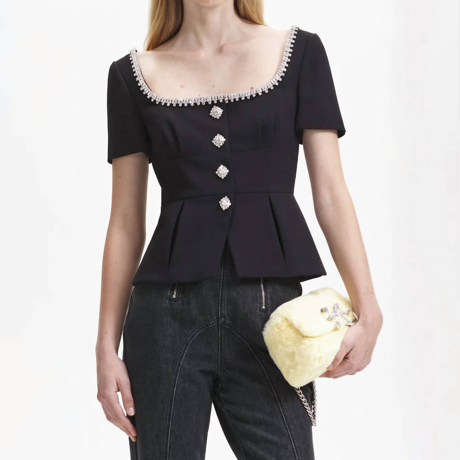 Self-Portrait - Bonded Crepe Top