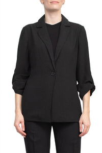 Adrianna Papell - Notched Lapel Collar One Button Blazer
