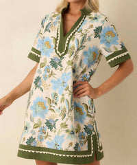 Entro - Floral Print Cotton Mini Dress