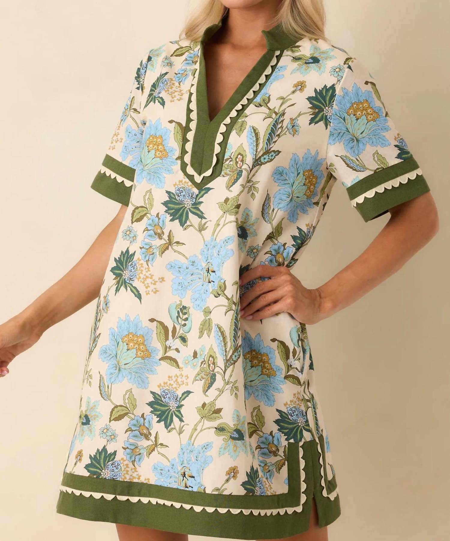 Entro - Floral Print Cotton Mini Dress