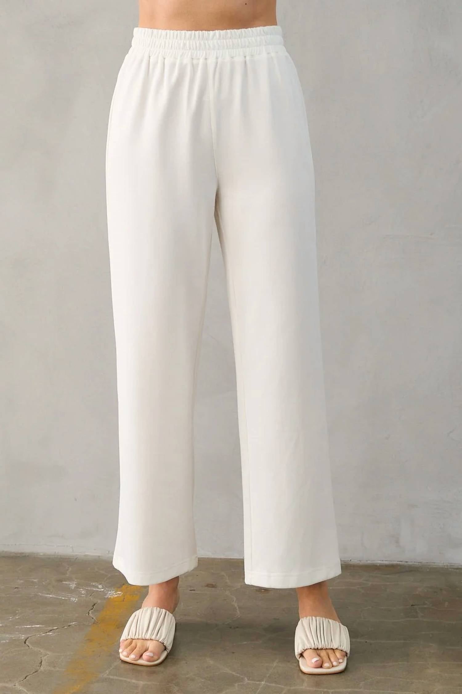 The Greii - Women's Soft Novelty Knit Wide-leg Pants