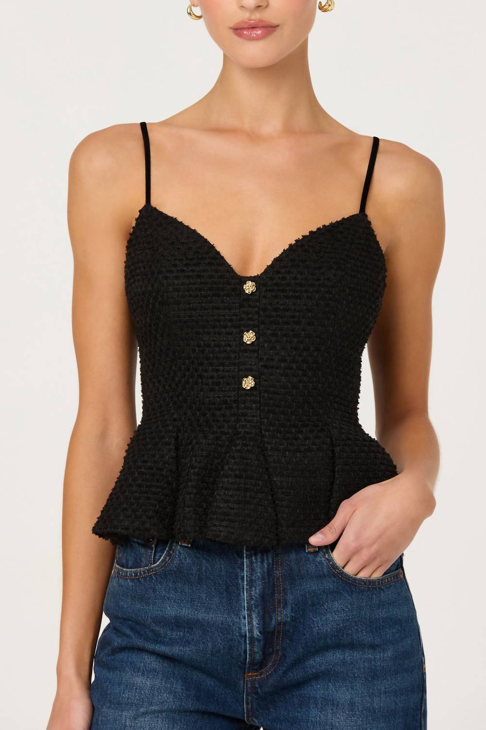 Astr - Paislee Sweetheart Peplum Top