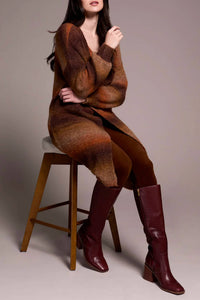 TRIBAL Long Sweater Cardigan in dark toffee - women's cardigan - detail view