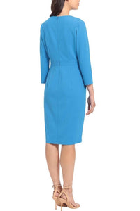 London Times - Seamed Side Tab Fit & Flare Midi Dress