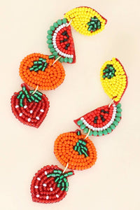 Sophia Collection - Women's 4 Tier Beaded Fruit Long Dangle Earrings