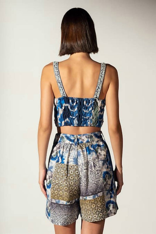 Ranna Gill - Linen Blend Printed Shibori Riley Shorts