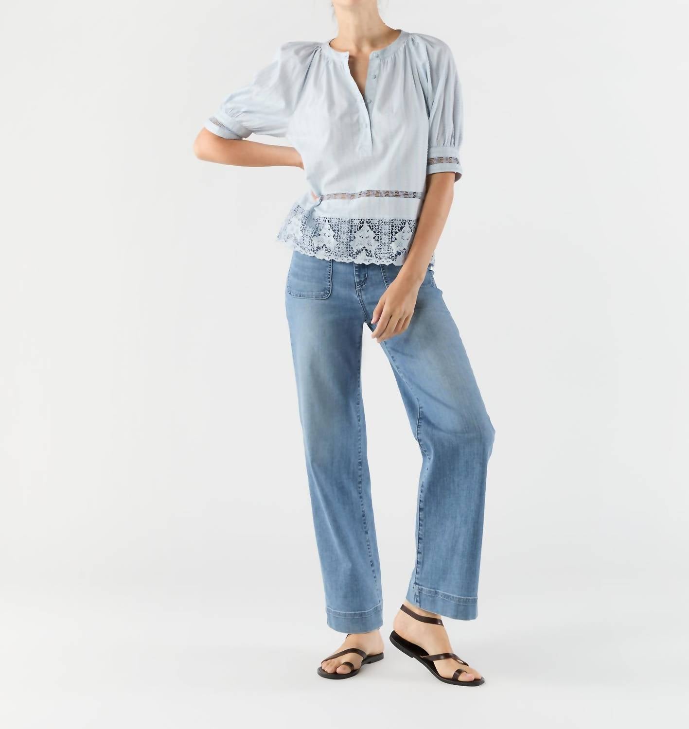 Ulla Johnson Faye Puff Sleeve Blouse in celeste - women's blouse - view 6