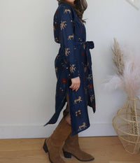 NIBI MTK Zoey Midi Dress in navy tiger - women's dress - alternate view