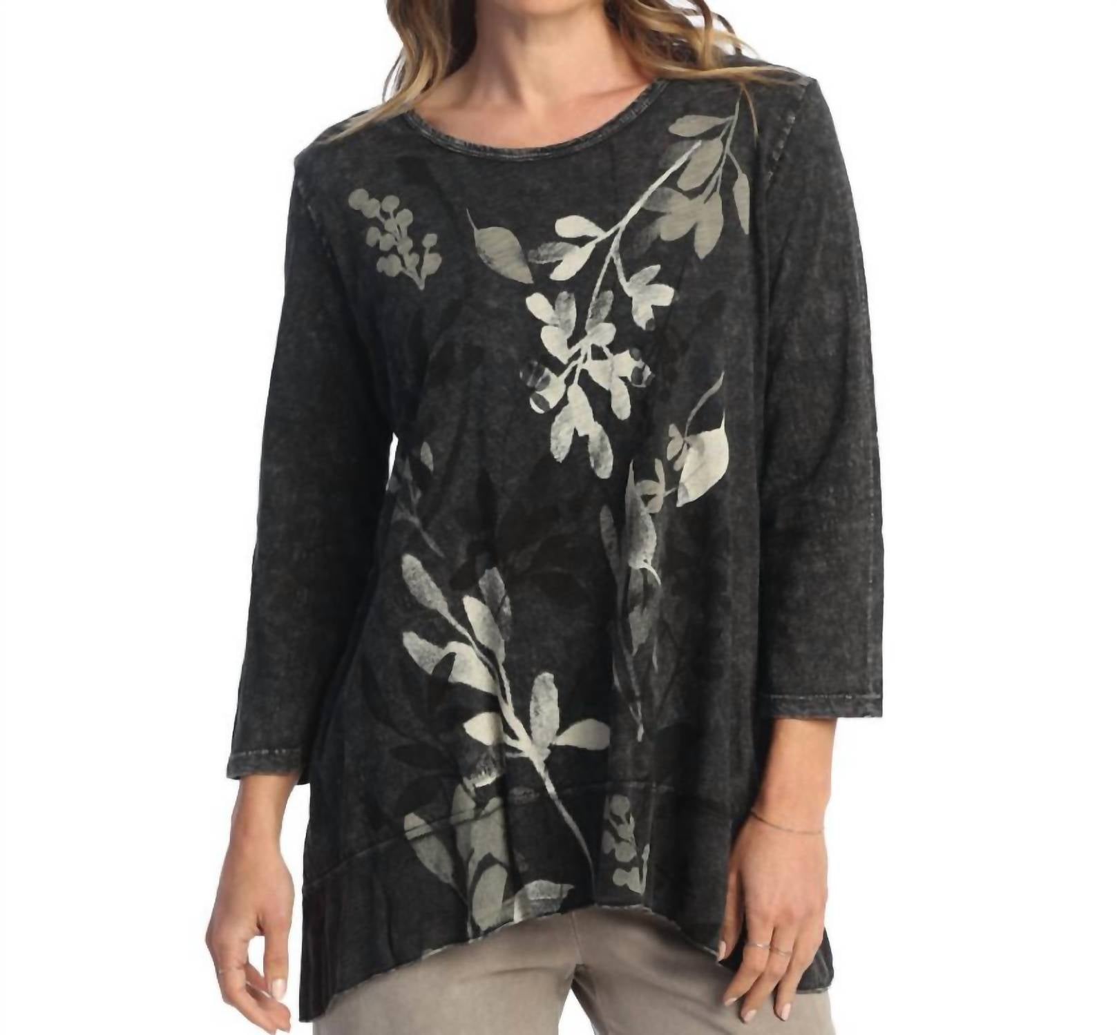 Jess & Jane - Verde Mineral Washed Cotton Georgette Contrast Top