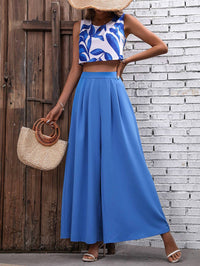 Rosa Clothing - Printed Top Wide-Leg Pants Two-Piece Set