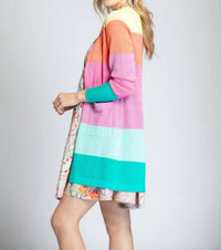 APNY Rainbow Stripe Cardigan in multi - women's cardigan - detail view