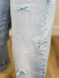 Risen - Cassidy High-rise Barrel Leg Bow Detail Cropped Jeans