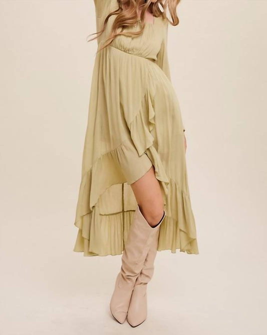 Listicle - High Low Ruffled Wrap Style Maxi Dress