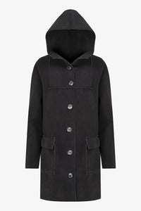 M made in Italy Women's Woven Coat in italy women s woven coat in black - women's jacket