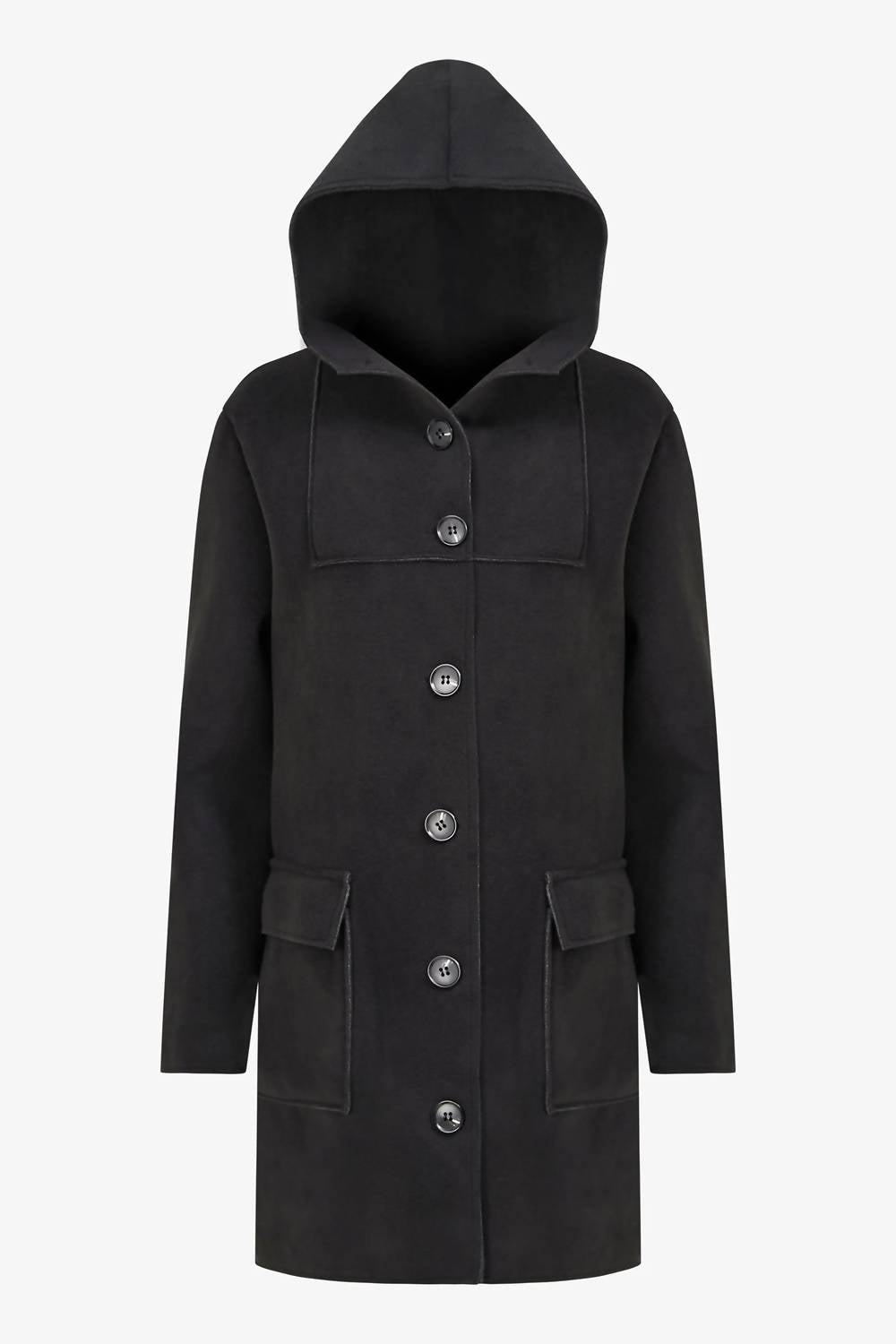 M made in Italy Women's Woven Coat in italy women s woven coat in black - women's jacket
