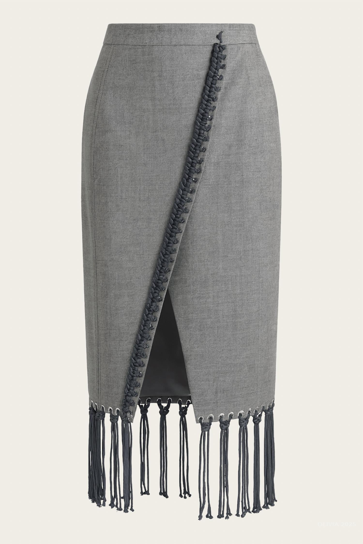 Tibi - Techy Bonded Wool Crochet Trim Skirt