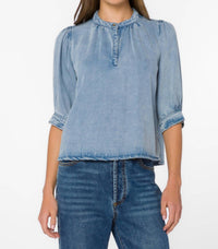Velvet Heart Almafi Elbow Sleeve Top in light skyfall - women's blouse