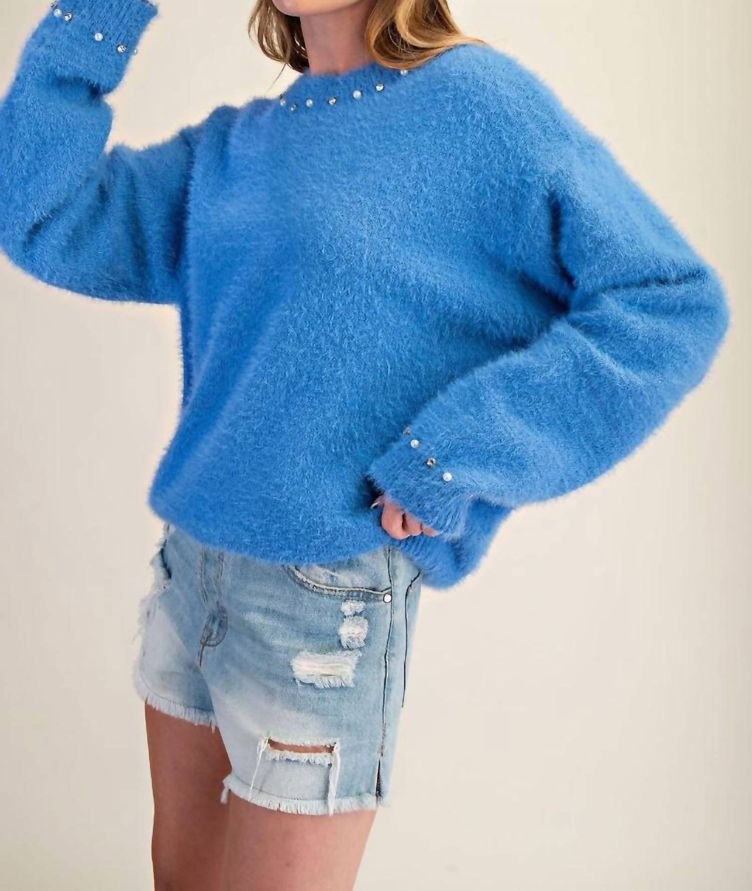 Easel - Bianca Stud & Pearl Sweater