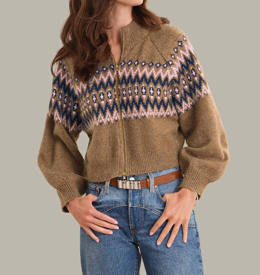 525 America - Odessa Fair Isle Zip Up Top