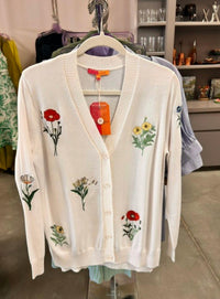 Vilagallo - Alina Raw Embroidered Flowers Cardigan