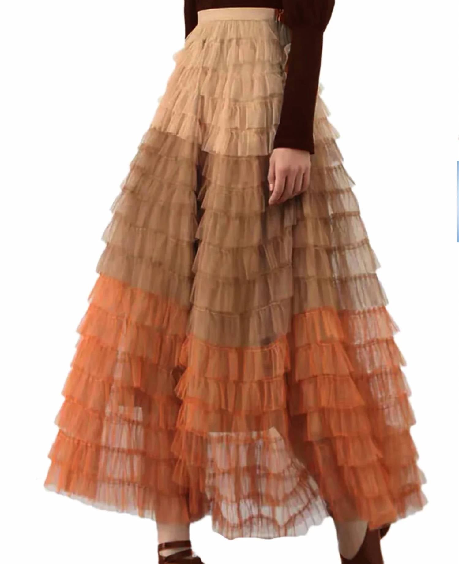 N By Nancy - Ruffle Net Maxi Skirt
