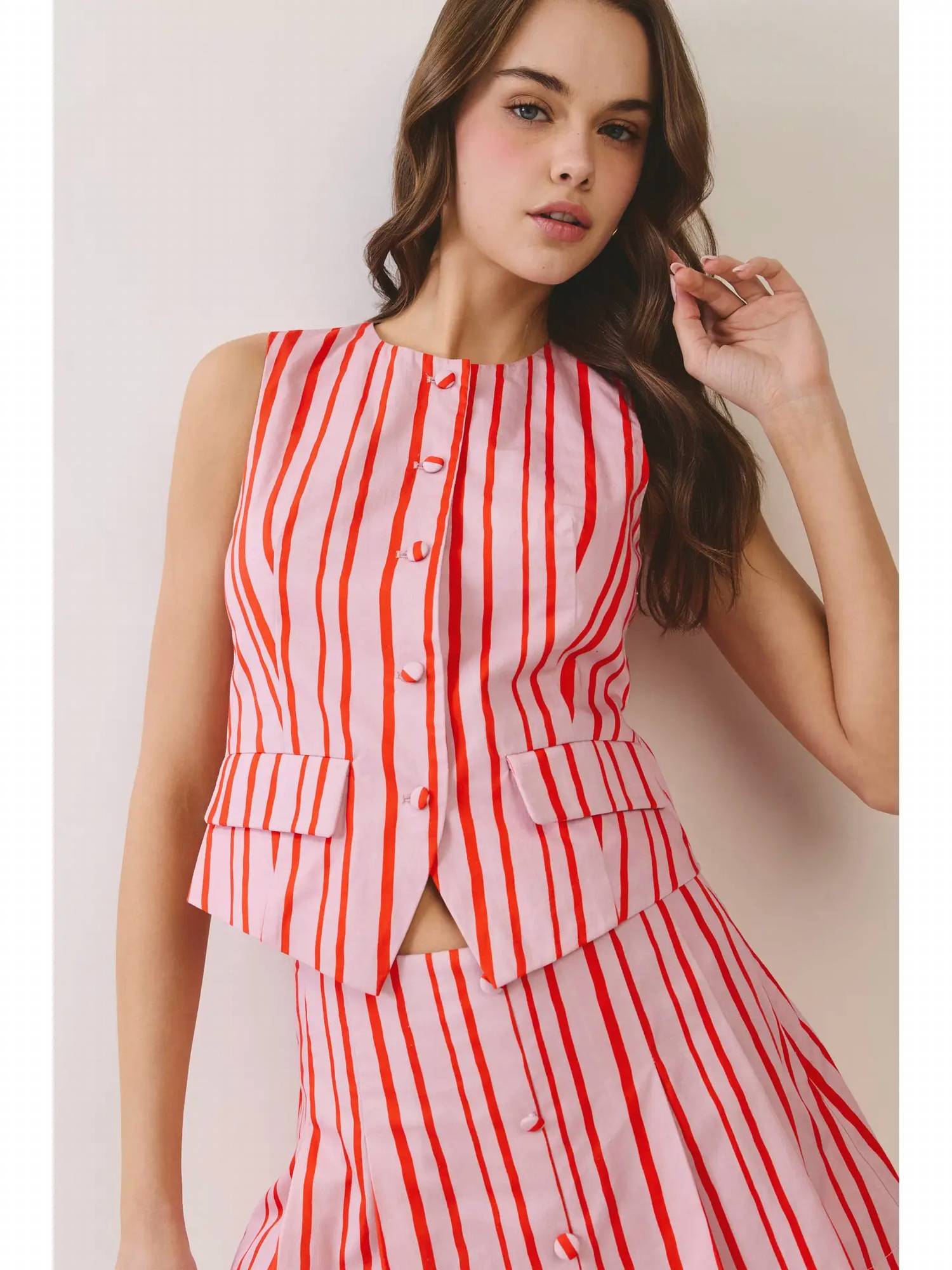 Tcec - Feeling Fantzy Button Down Vest Top