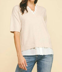 Pinch - Mixed Media Layered Knit Top