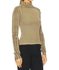Free People Breezy Swift Top in fossil dune 1 - women's sweater - detail view