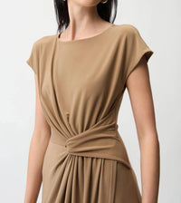 Joseph Ribkoff - Ruched Wrap Front Midi A-line Dress