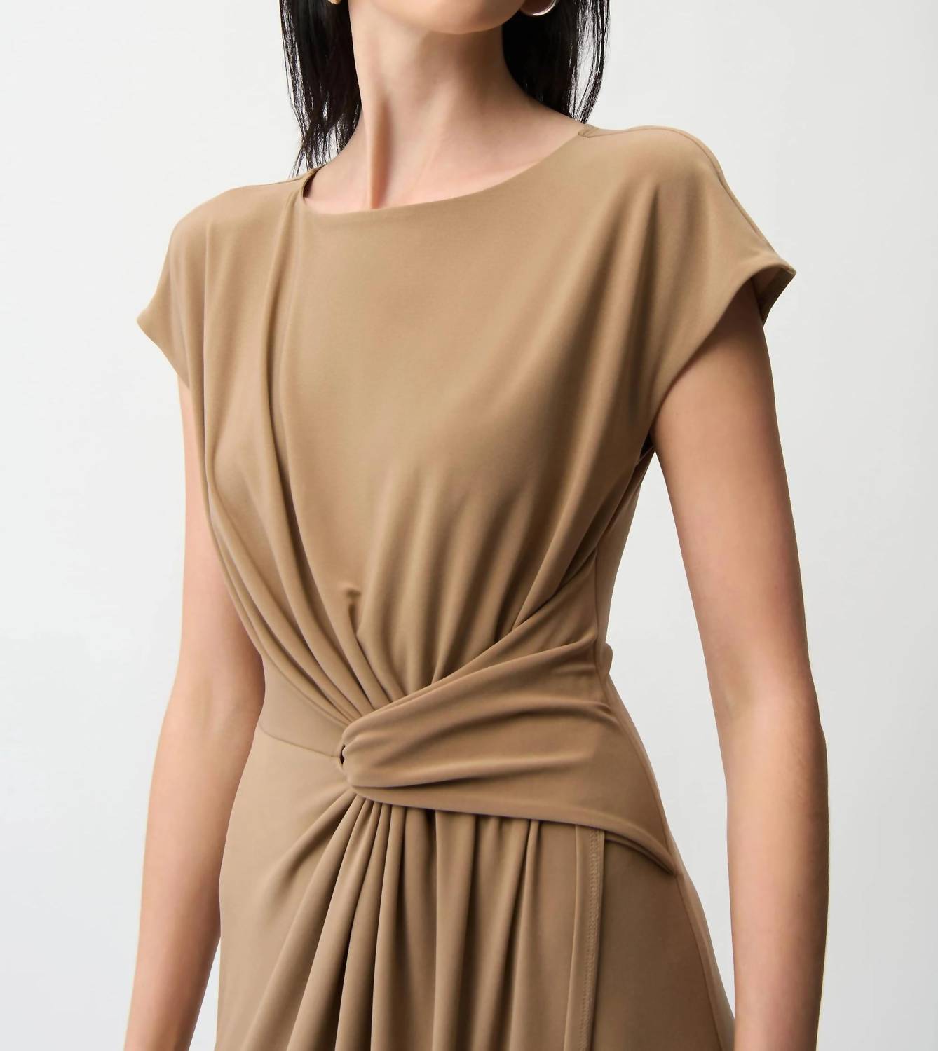 Joseph Ribkoff - Ruched Wrap Front Midi A-line Dress