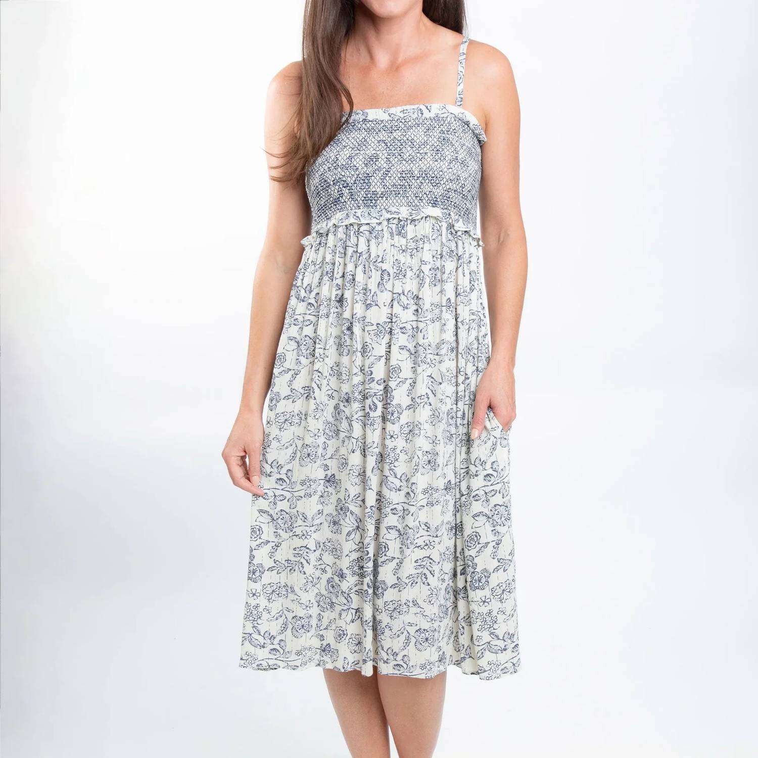 Doe And Rae - Sarai Smocked Midi Dress