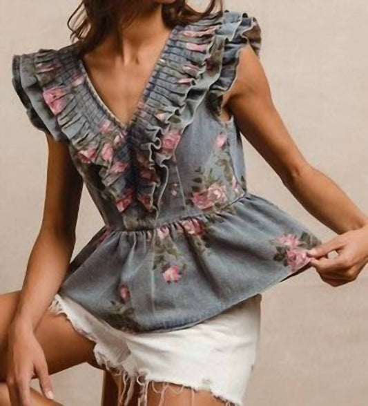 Bibi - Harlow V-neck Denim Top